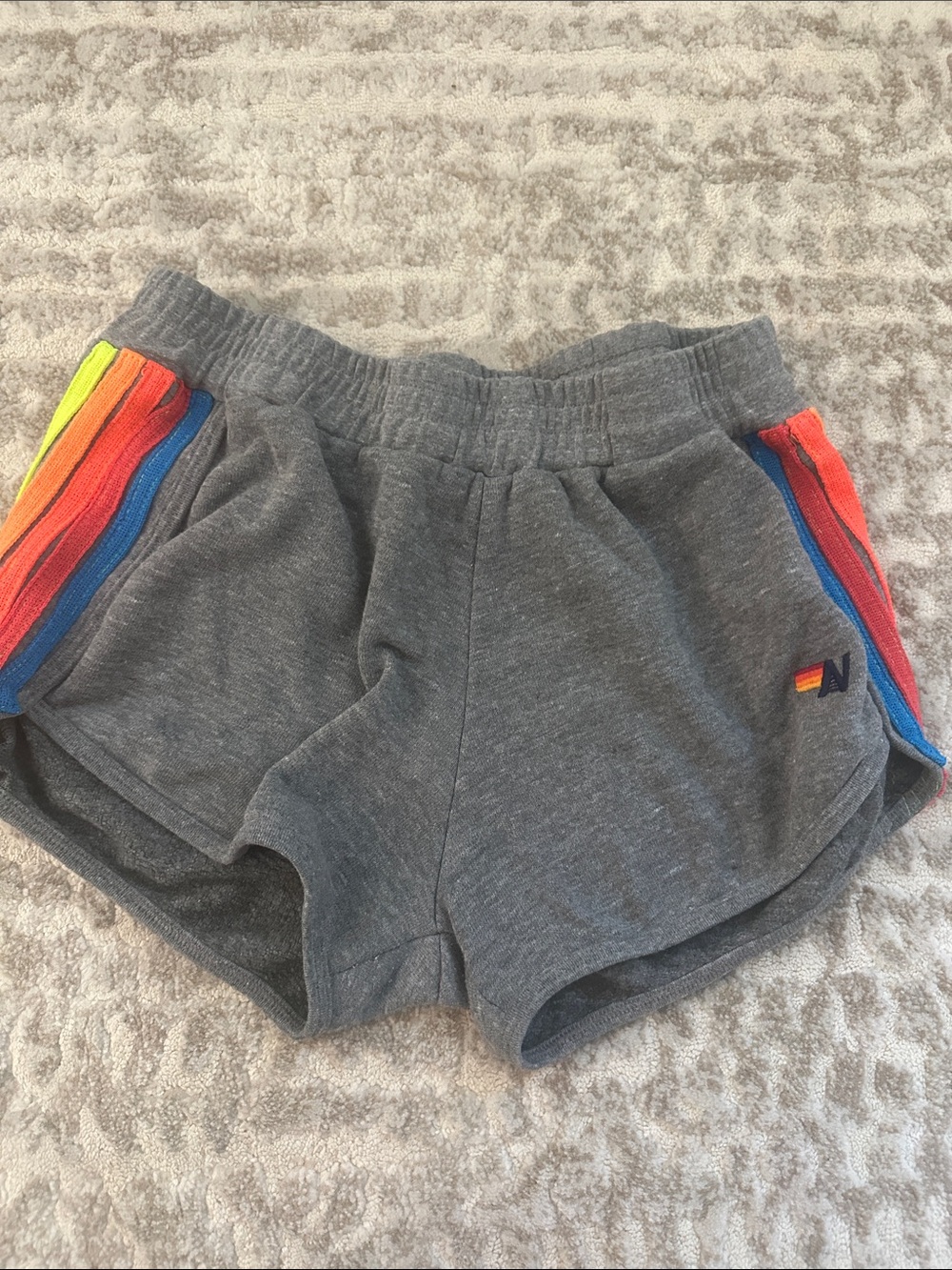 Aviator Nation Gray Shorts with Rainbow Side Stripes
